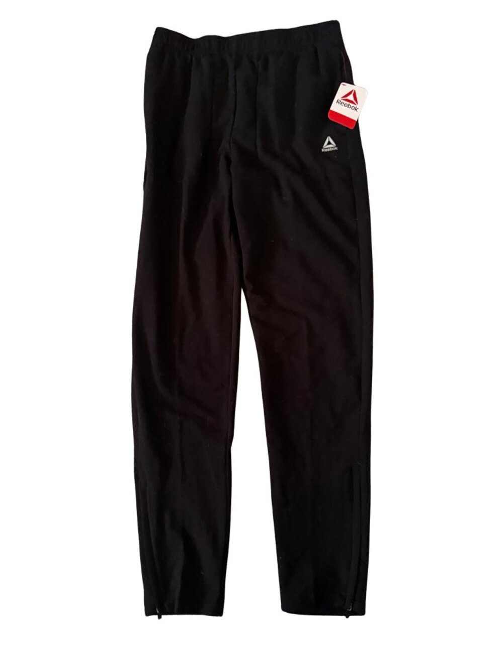 Reebok Boys Size 18 Black Slim Fit Athletic Track Pants NWT Zip Ankle
